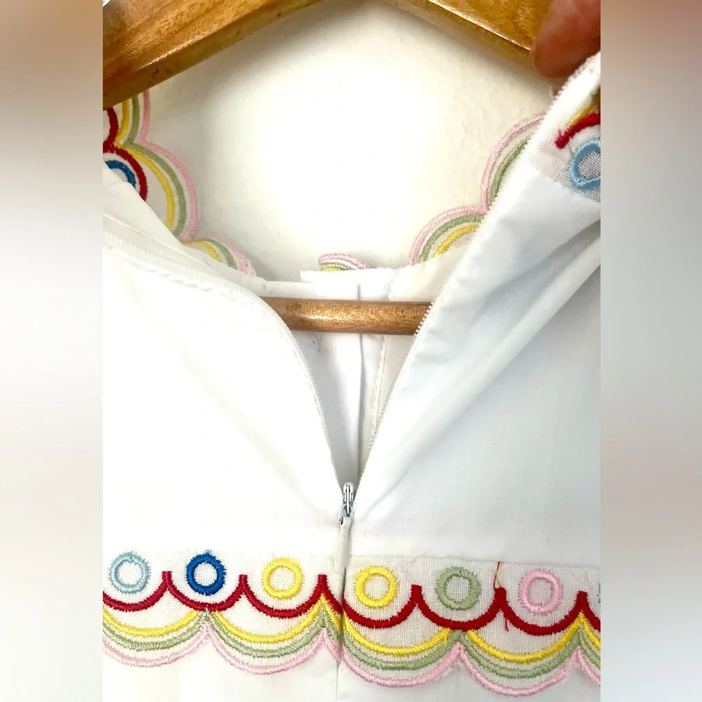 DALIA MACPHEE BNWT Scalloped Embroidered Shirt Dress Tie Waist Size M Lined - Picture 12 of 16